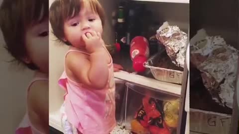 when a baby finds it way to the refrigerator