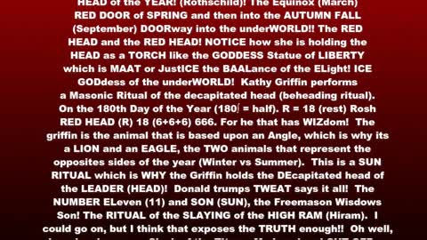 Kathy Griffin ELuminati Trump Beheading Ritual DEcoded June 2017