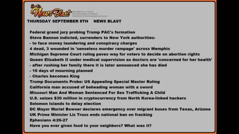 Thursday, September 8, 2022News Blast #Enoch #NewsBlastReading #NBR