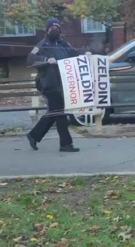 NYC Law Enforcement Removing Zeldin Signs?!