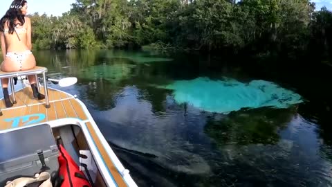 We explored the clear river with my Nandade boat.