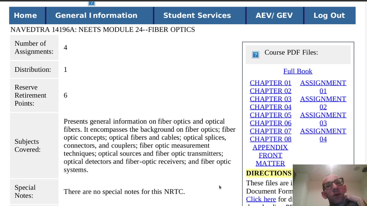 Summary of NAVEDTRA 14196A - NEETS Module 24--Fiber Optics