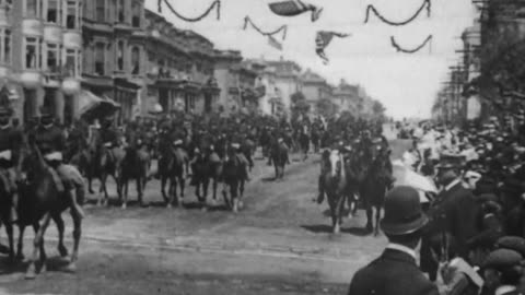 President Roosevelt Reviewing School Children (1903 Original Black & White Film)