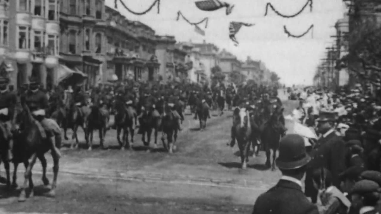 President Roosevelt Reviewing School Children (1903 Original Black & White Film)