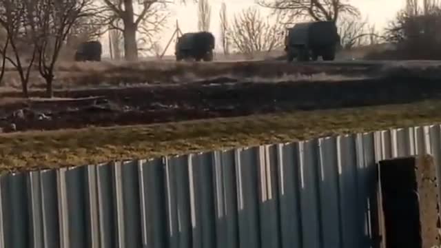 Russian Army retreating.The village of Maksaki,Chernihiv