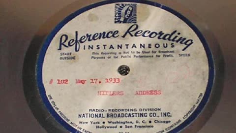 Adolf Hitler Speech 5/17/33 Reichstag NBC Radio Acetate w/ Max Jordan Synopsis