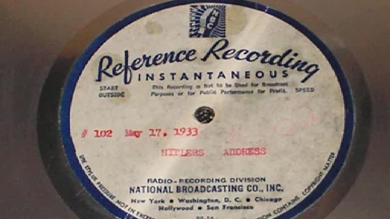 Adolf Hitler Speech 5/17/33 Reichstag NBC Radio Acetate w/ Max Jordan Synopsis