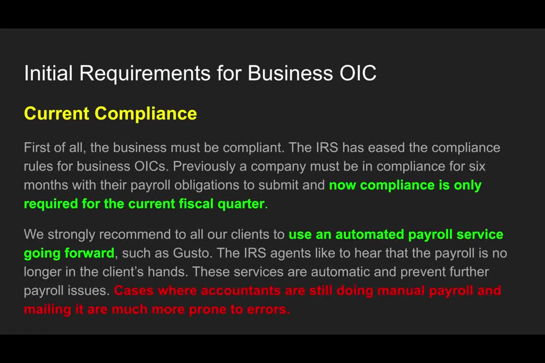 Business Offer In Compromise: IRS Requirements and What To Send In
