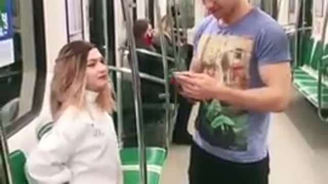 Funny cute subway prank VIDEO funny reaction tiktok meme America #