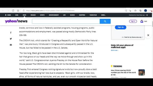 The US house of representatives passes the ludicrous CROWN act