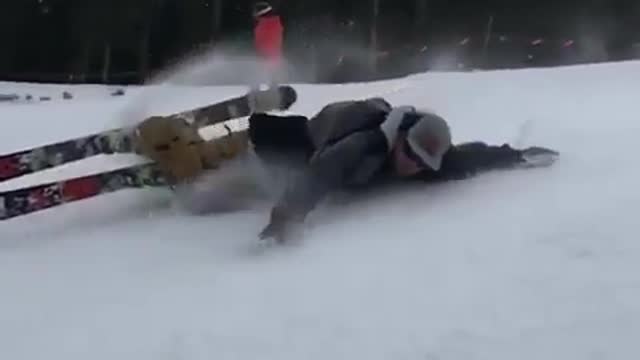 Grandpa Showing Some Amazing Skiing Tricks