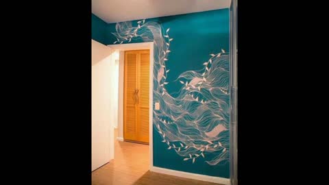 Lates Pink & blue room wallpaper|new room decoration|unique & stylish bedroom
