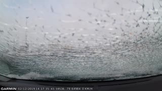 Ice Sheet Shatters Windshield