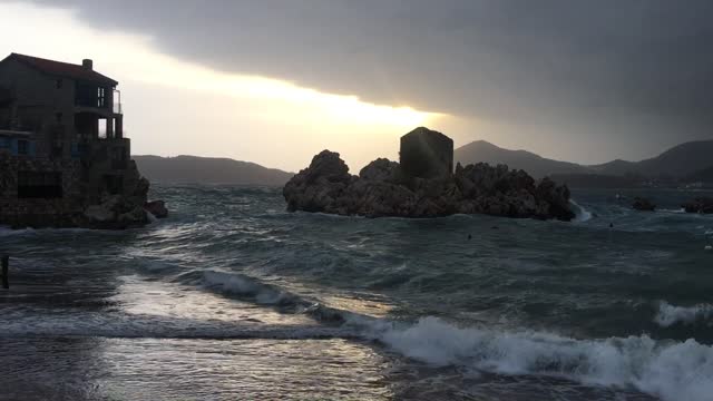 Storm at sea. Montenegro