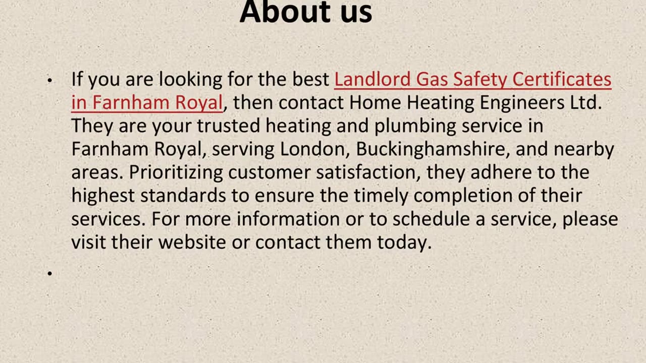 Get The Best Landlord Gas Safety Certificates in Farnham Royal.