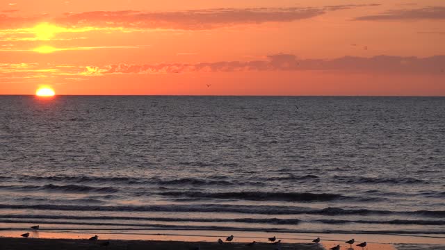 Red sunset, sea and waves 5