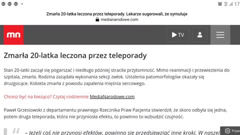 Zmarła 20 latka leczona przez teleporady