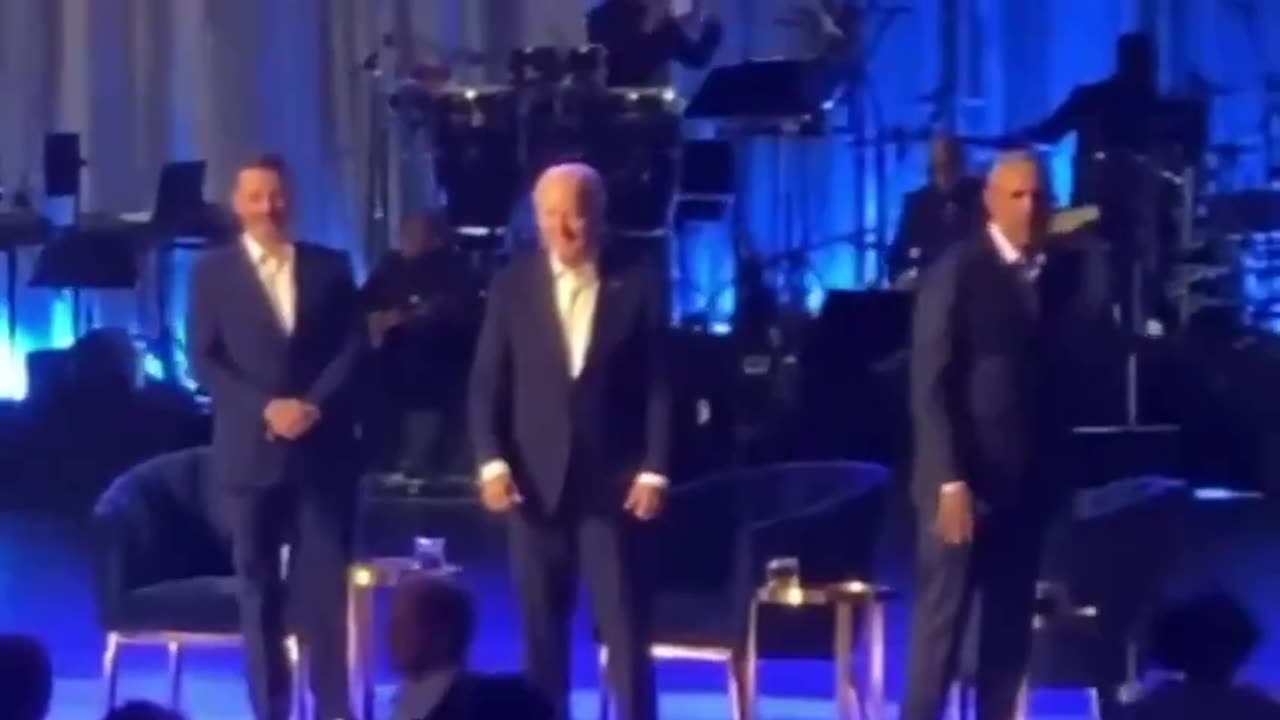 Biden got hung up on stage and Obama had to engage the manual controls.