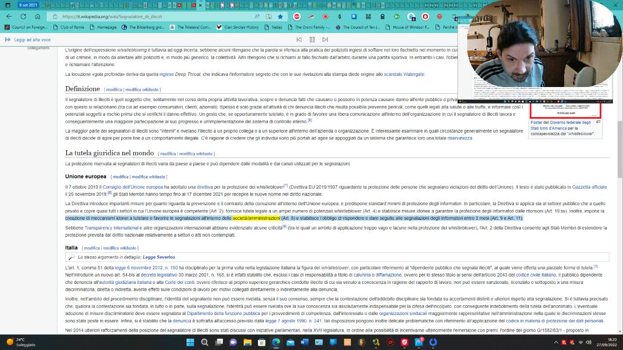 Parliamo di Edward Snowden,dei programmi di sorveglianza di massa condotti da NSA,CIA,FBI,GCHQ,whistleblower e le leggi europee ed americane di tutela dei whistleblower,con il rilascio dei documenti alla magistratura