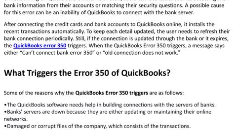 How to resolve QuickBooks Error 350?