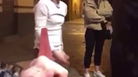 man takes security slap