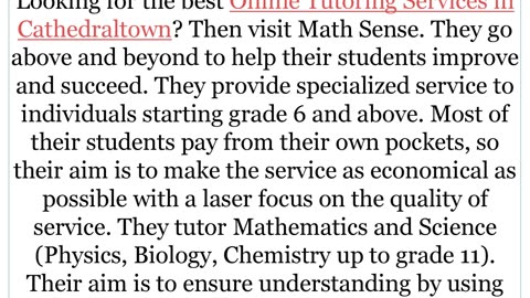 Get the best Online Tutoring Services in Cathedraltown