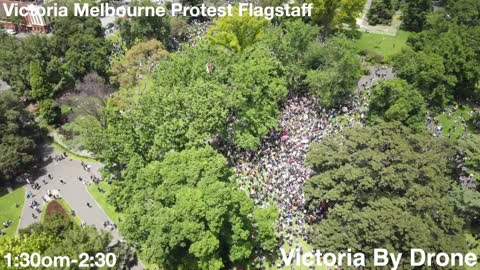 Drone shot: Melbourne / Australia Rally - World Wide Freedom Demonstration! Kill Bill - 20.11.2021