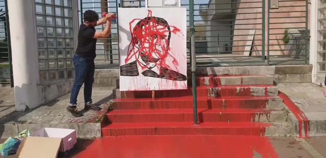 Basque Separatists Demonstrate Against Macron and Cover His Portrait in Blood