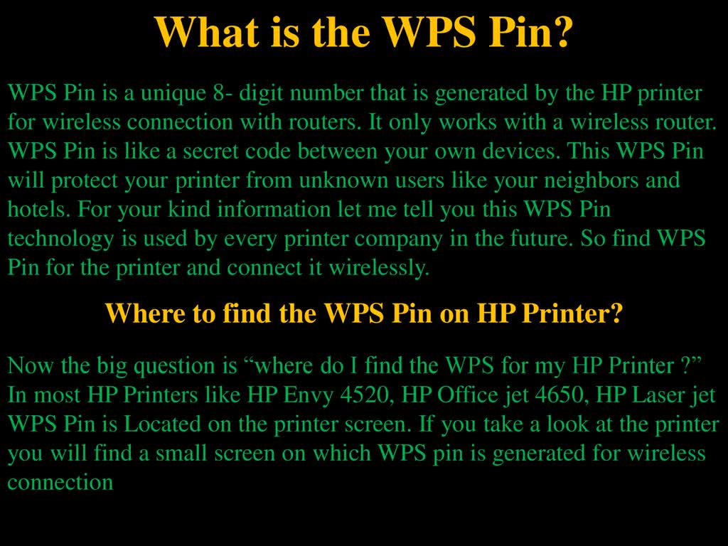 Steps To Find WPS Pin On HP Printer