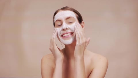 Skin care women. Face wash. Beautiful women. Relaxing videos. 4K ultra HD