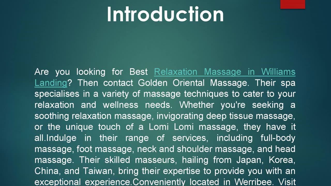 Best Relaxation Massage in Williams Landing