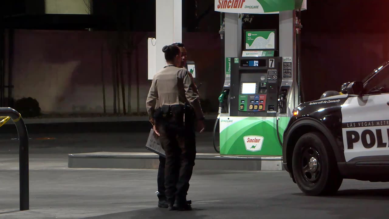 Police shoot man with beanbag shotgun at gas station at rainbow and peak drive