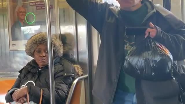 Man dances to "what do you mean" justin bieber on subway train