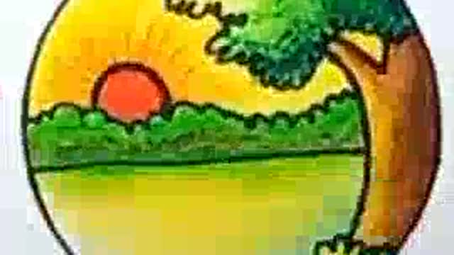 how to draw scenery with oil pastel colour #artjamuna #shorts.mp4