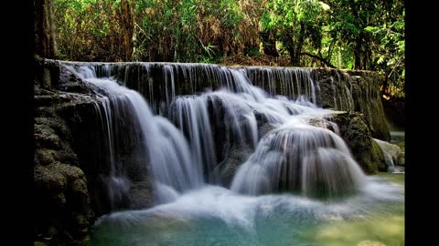 Waterfalls with ambient music