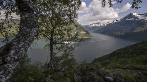 cruise ship in fjord