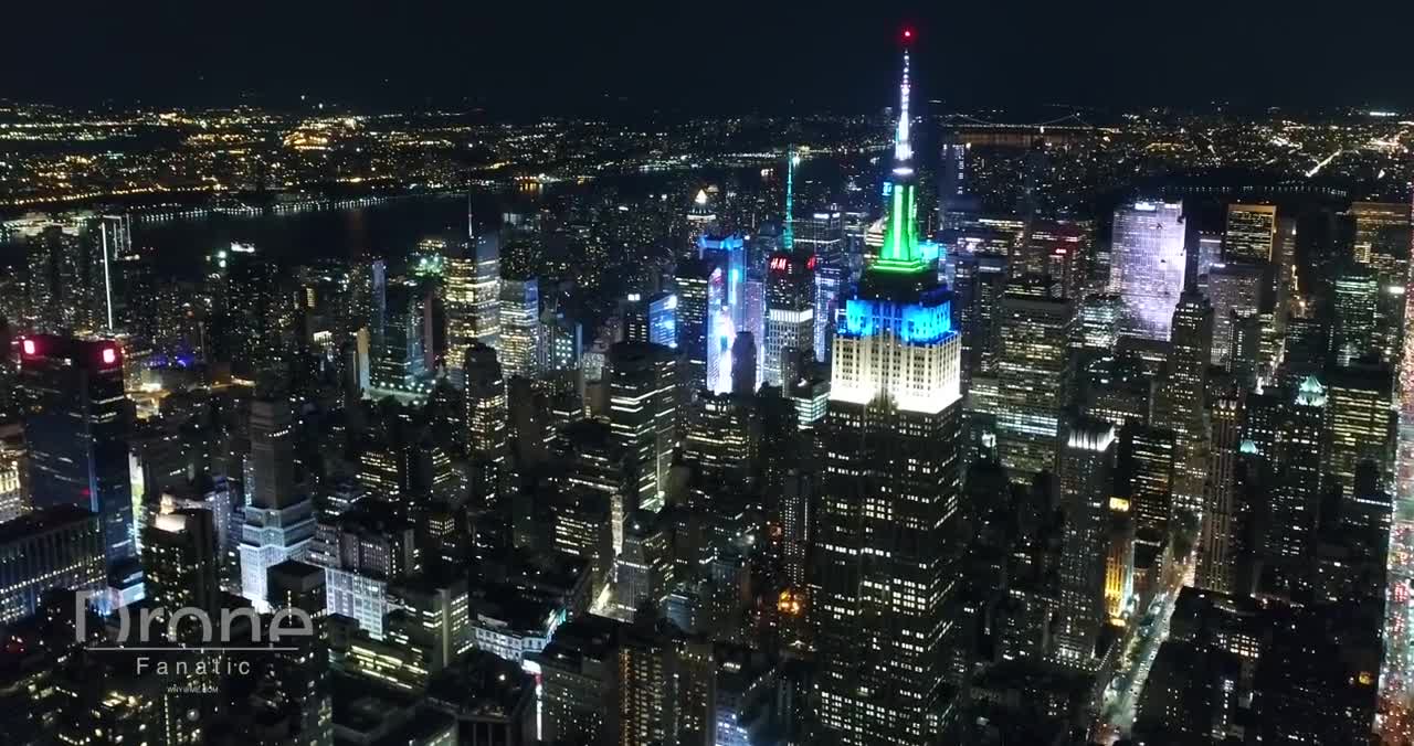 New York City Night 4k Drone