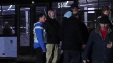 People leaving Azovstal on April 30 to the village of Bezymennoye,