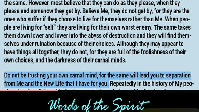 Words of the Spirit. July 30 2022