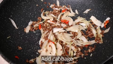 Cabbage cooked like this is delicious __ still crunchy and fresh __ Delicious food