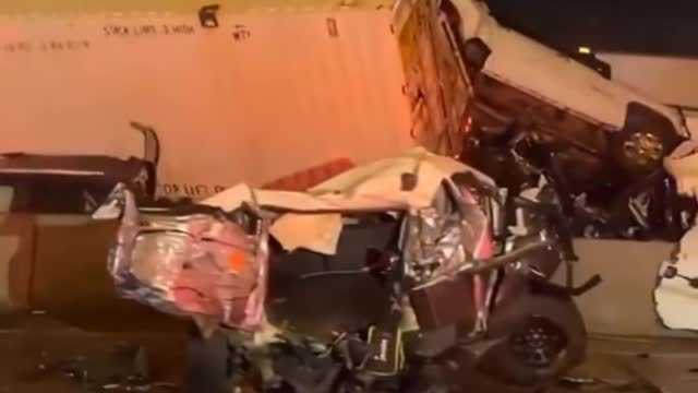 A man miraculously walked away unharmed. MUST SEE!!! Crash Involving More Than 100 Vehicles