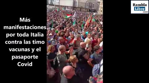 Manifestaciones por toda Italia contra las timo vacunas y el pasaporte Covid