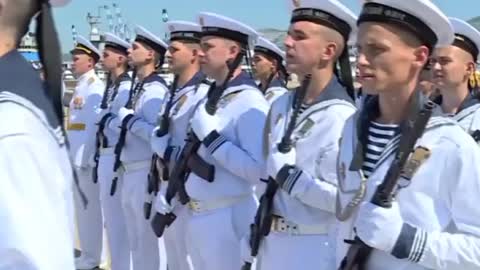 A trophy Ukrainian boat of the "Gyurza" type also takes part in the parade events