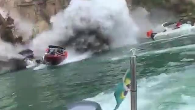 Rock Dislodged From a Scenic Canyon in Southern Brazil, Smashing Into Three Boats