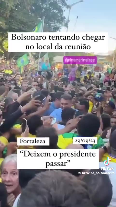 In Brazil, Bolsonaro trying to get through the crowd to get to the meeting