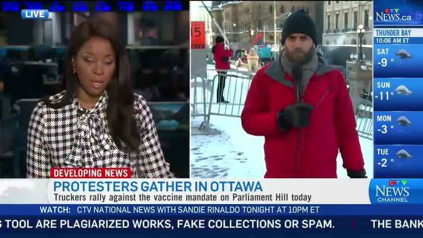Protesters start gathering near Parliament Hill for truckers rally Ottawa Canada