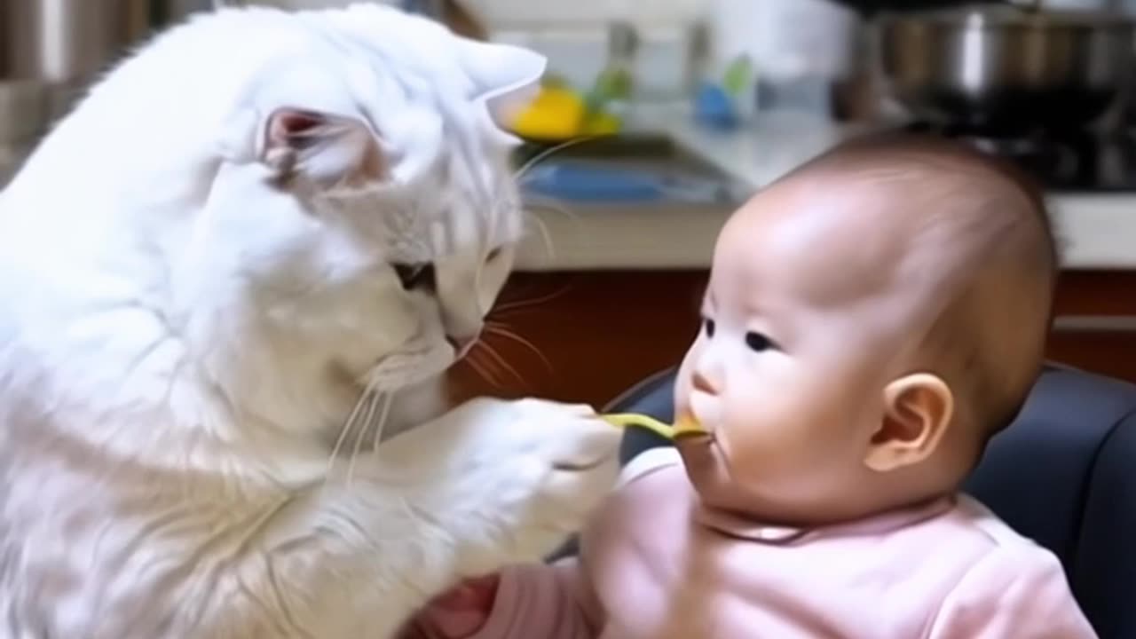 Cute Cats Babysitting: Adorable Feline Nannies Caring for Kids!