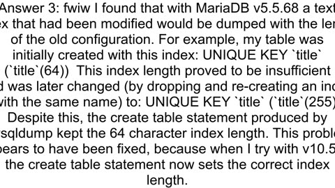 Does mysqldump retain index information