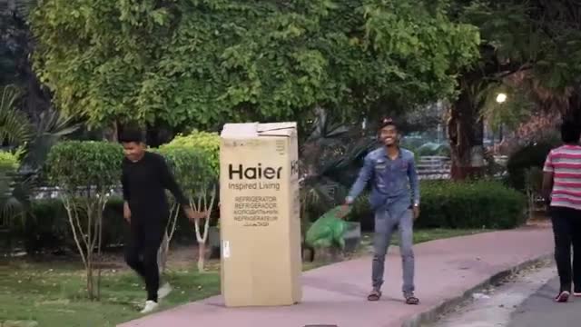 Funny box prank in public