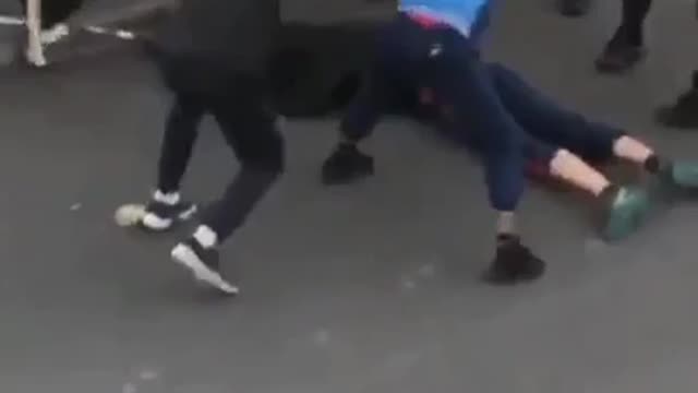 French goons give their opp a beat down with sticks.